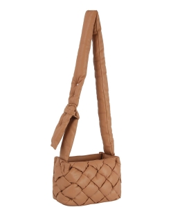 Fashion Faux Leather Quilted Messenger Bag JYE-0451 ALMOND